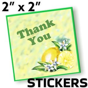 100 (2x2 Inch) Square Stickers, Lemons and Blossoms High Gloss, Thank You